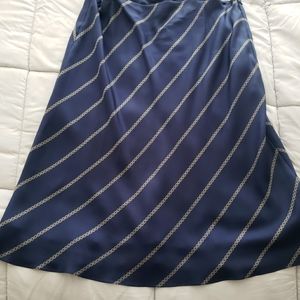 NWT Brooks Brothers sz 16. silk a-line skirt, navy blue and white print